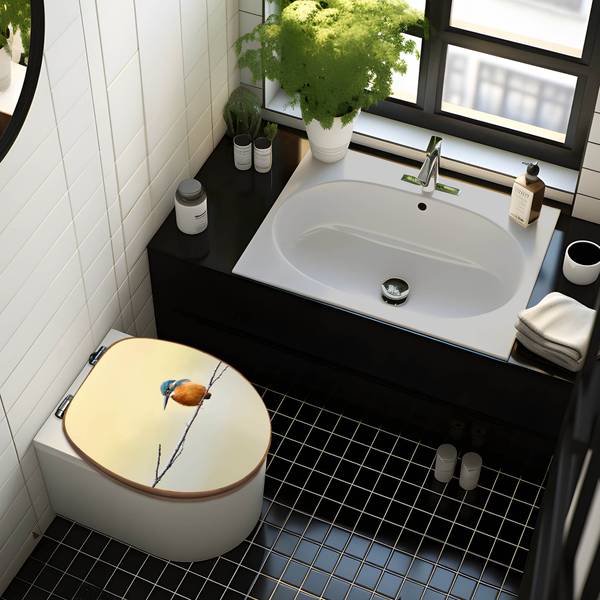 WC-Sitz mit Absenkautomatik Pause Orange - Bambus - Holzwerkstoff - 38 x 5 x 49 cm