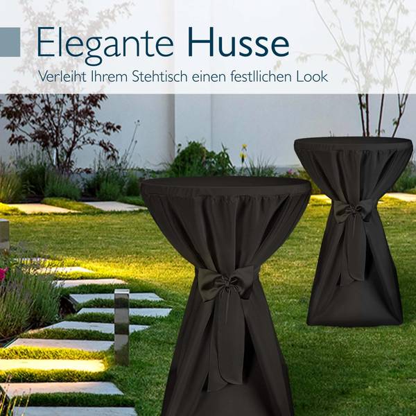 Stehtischhusse Premium 5tlg Schwarz - Breite: 80 cm