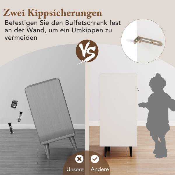 Sideboard JV12178WH Weiß - Holzwerkstoff - 120 x 90 x 40 cm
