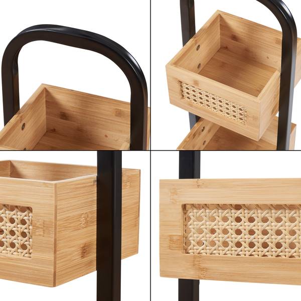 Étagère de salle de bain Tervola Beige - Noir - Bambou - Bois manufacturé - Métal - Matière plastique - 23 x 73 x 19 cm