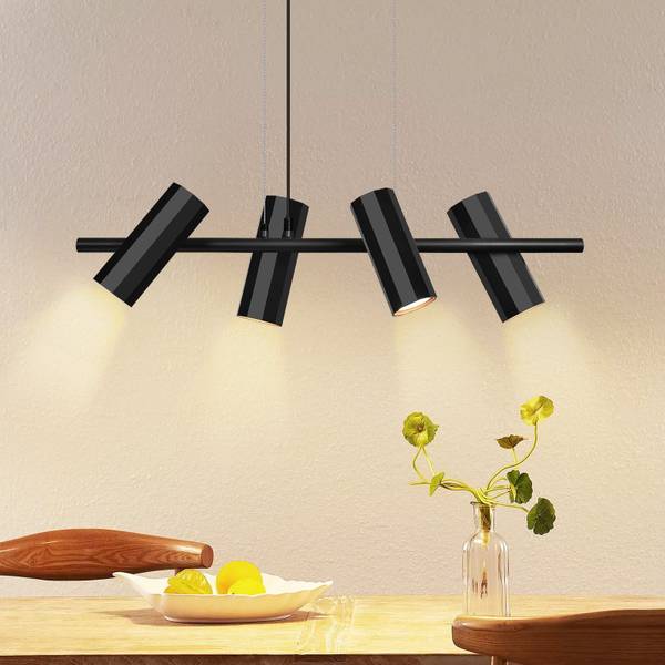 Hanglamp Hannah II met 4 lichtbronnen zwart - metaal - 6 x 170 x 66 cm