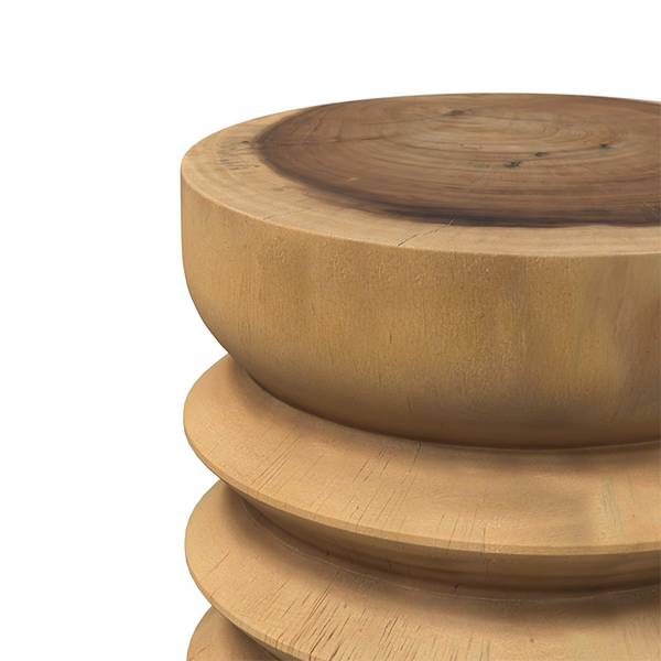 Tabouret rond en bois de suar D30 cm Marron - Bois massif - 30 x 45 x 30 cm