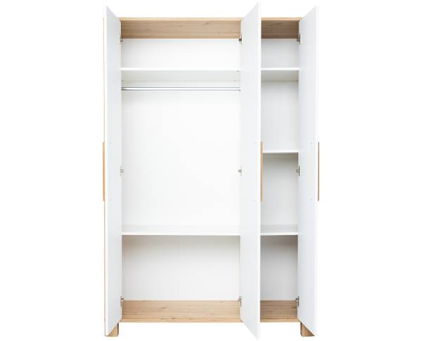 Kleiderschrank 3-türig Marlon Braun - Weiß - Holzverbundwerkstoff - 130 x 195 x 51 cm