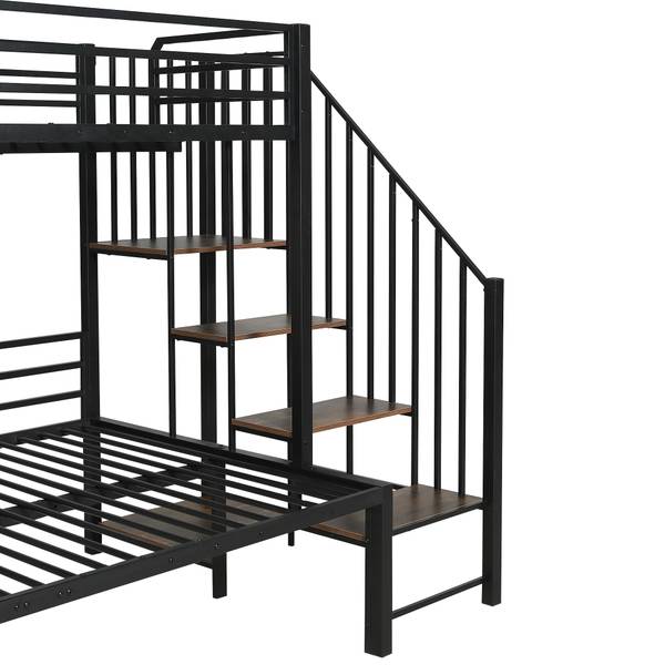 Lit superposé EveMetal Ⅰ Noir - Bois manufacturé - Métal - 124 x 160 x 257 cm