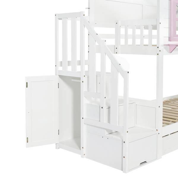 Etagenbett LucyWoody Ⅰ Weiß - Holzwerkstoff - 96 x 211 x 253 cm