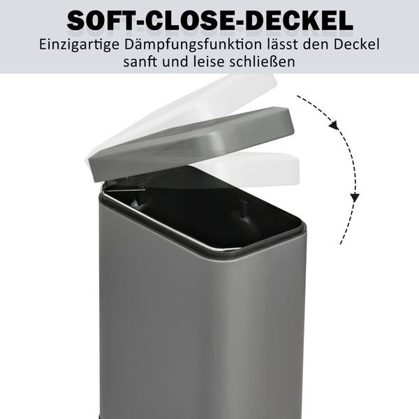 Mülleimer 851-023GY Grau - Metall - 14 x 32 x 30 cm