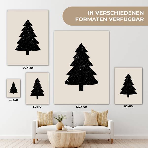 LEINWANDBILD Weihnachtsbaum Schwarz - Baumwollstoff - 30 x 40 x 2 cm