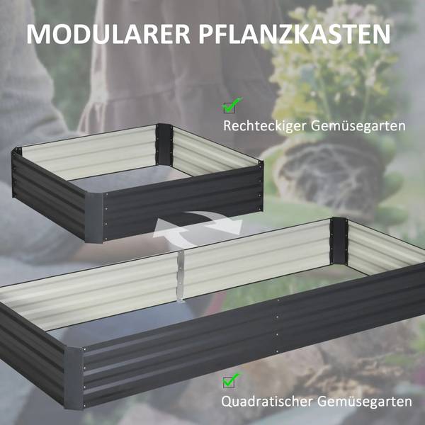 Hochbeet BB5495 Grau - Metall - 91 x 30 x 241 cm