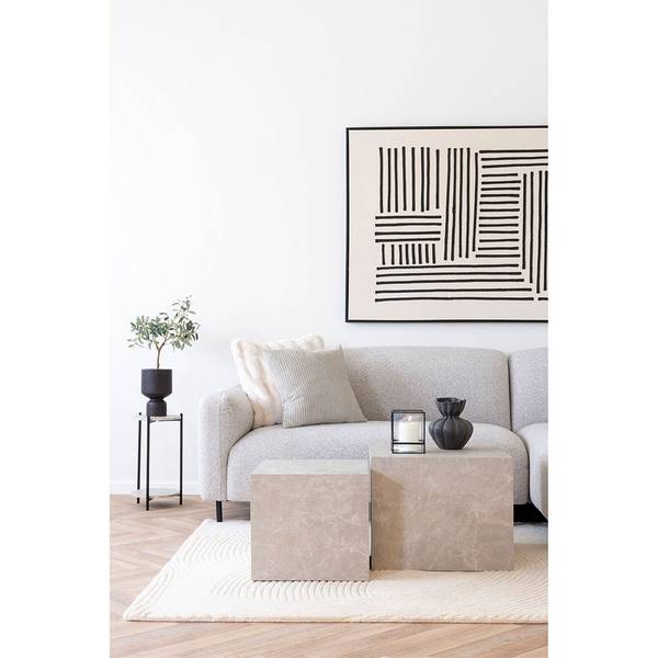 Table basse Prague Blanc - En partie en bois massif - 50 x 40 x 50 cm