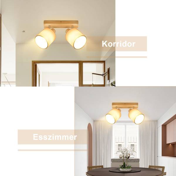 Deckenstrahler SALSW Braun - Weiß - 16 x 13 x 28 cm - Naturfaser - Textil - Durchmesser Lampenschirm: 11 cm