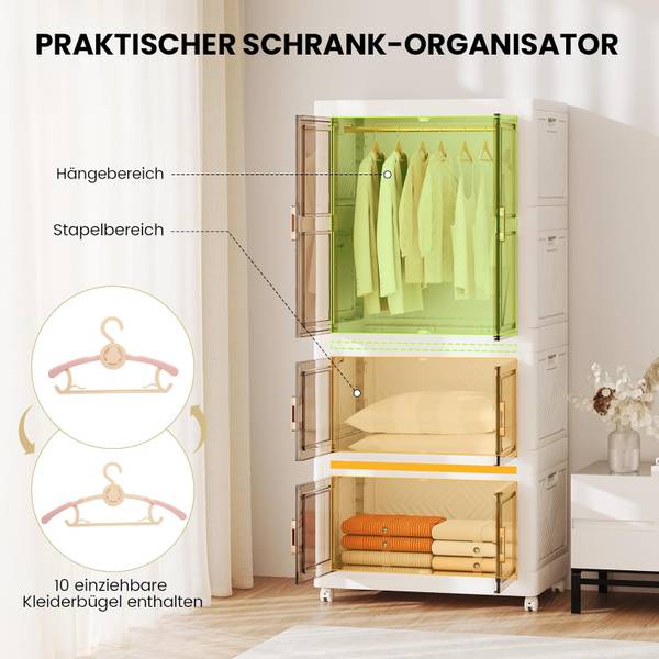 Kleiderschrank VH34655ITDE Weiß - Kunststoff - 46 x 156 x 71 cm