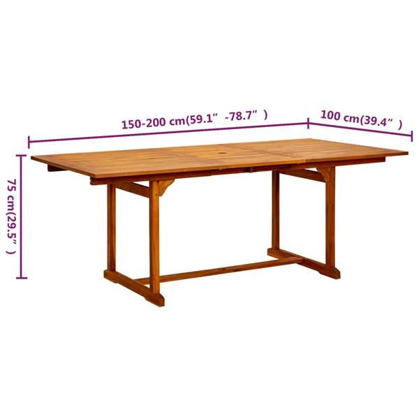 Table de jardin 3011259 Marron - Acacia - 200 x 75 x 200 cm