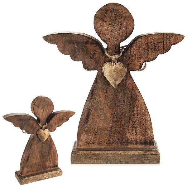 Engel Figur 351807 Braun - Massivholz - 7 x 30 x 27 cm