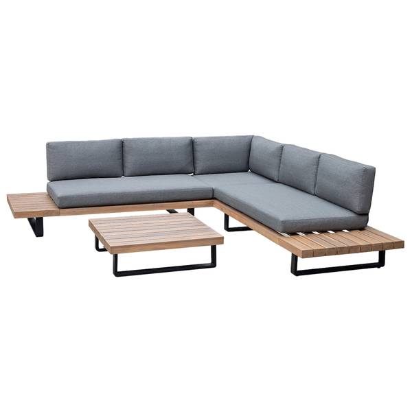 Gartenlounge Set ST. BARTH Grau - Flachgewebe - Polyester - Akazie - 255 x 67 x 73 cm