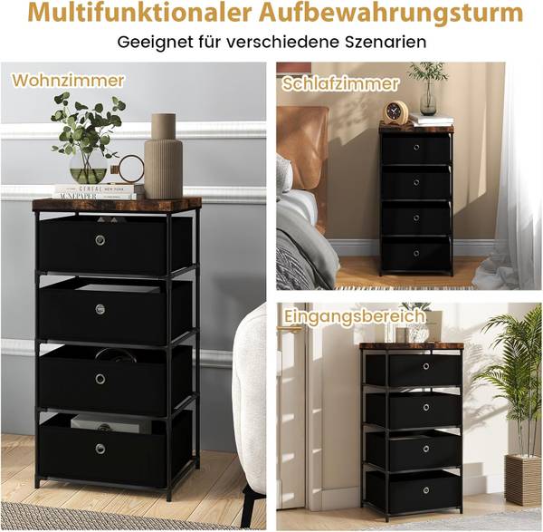 Nachttisch VL32352 Schwarz - Metall - 34 x 85 x 42 cm