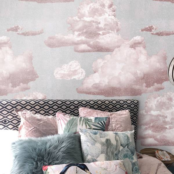 Tapete Wolken in Pink Pink - Papier - 200 x 250 x 1 cm