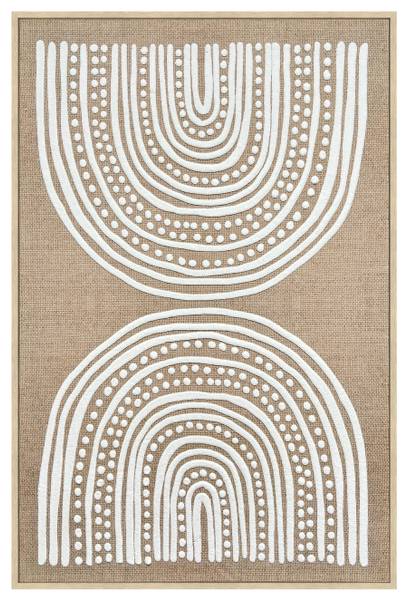 Leinwandbild LOTTA Beige - Gold - Grün - Holzwerkstoff - Kunststoff - Textil - 60 x 90 x 1 cm