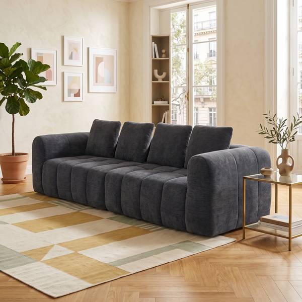 4-Sitzer Sofa LF-RSN-PRM Grau - Webstoff - 260 x 70 x 96 cm