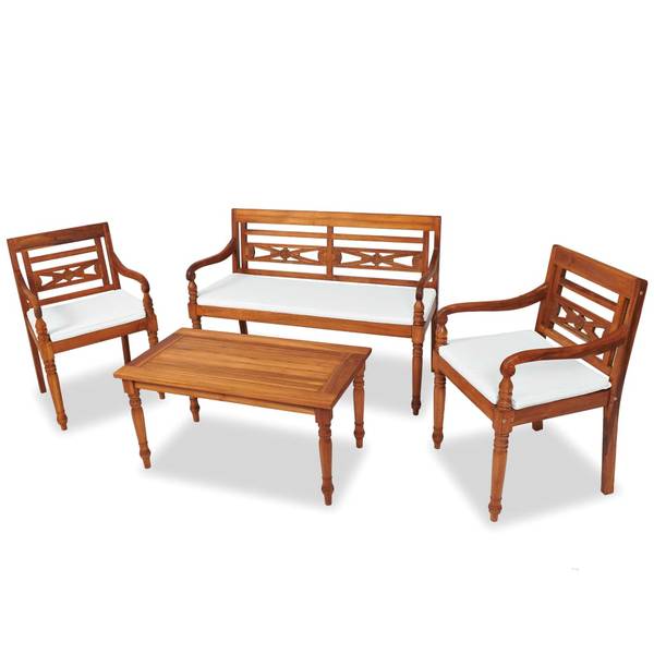 Möbel-Set 43055 (4-teilig) Braun - Polyester - Teakholz - 50 x 45 x 90 cm