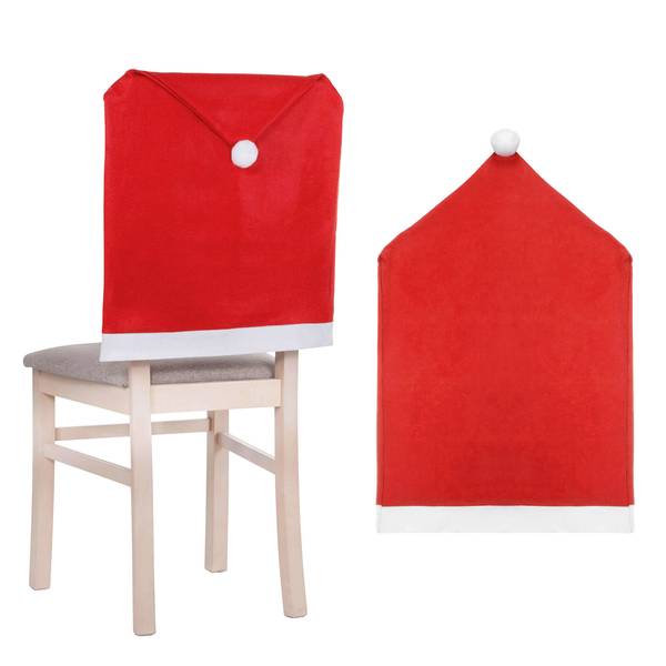 Stuhlhusse Weihnachtsmann-Mütze 1 Stk Rot - Weiß - Textil - 48 x 68 x 2 cm