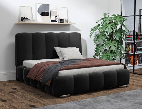 Gestoffeerd bed Leytron zwart - Breedte: 188 cm