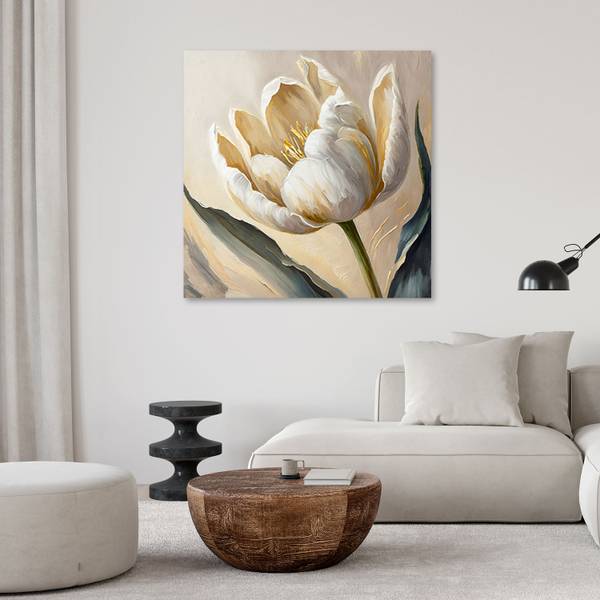 Wandbild tulpen blumen gemalt 50 x 50 cm