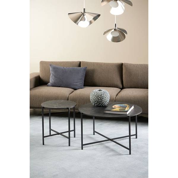 Lamoine salontafel zwart - deels massief hout - 70 x 42 x 70 cm