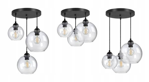 Bergen Pendelleuchte III Schwarz - Glas - Metall - 30 x 100 x 30 cm