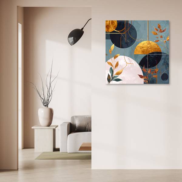 Wandbild Abstrakte Motive Blau - Polyester - 50 x 50 x 3 cm