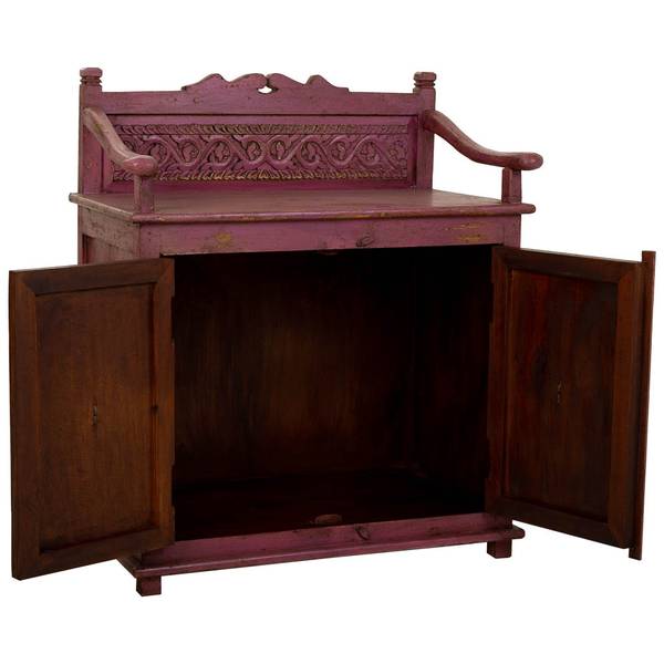 Buffet Dalian Rose foncé - Bois massif - 70 x 85 x 42 cm