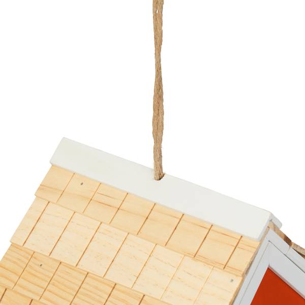 Decoratief vogelhuisje landhuis bruin - rood - wit - plaatmateriaal op houtbasis - 19 x 25 x 19 cm