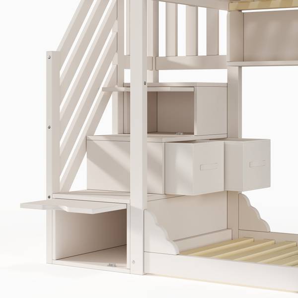 Etagenbett LucyWoody Ⅰ Weiß - Holzwerkstoff - 95 x 145 x 253 cm