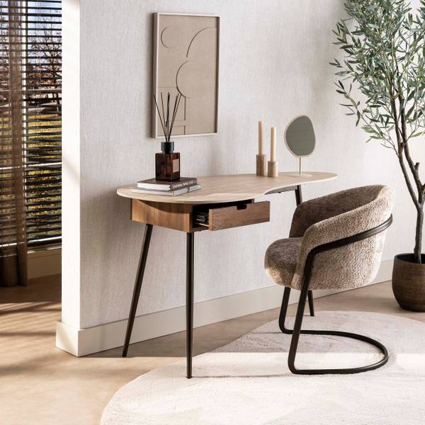 Schminktisch TRAVINO Beige - Keramik - 127 x 77 x 62 cm