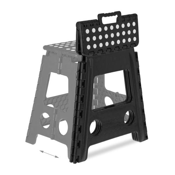 Klapphocker faltbar XL Schwarz - Weiß - Polypropylen - 39 x 39 x 3 cm