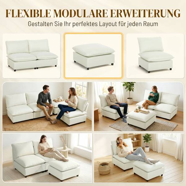 Fußhocker 838-620V00CW Weiß - Textil - 75 x 40 x 75 cm