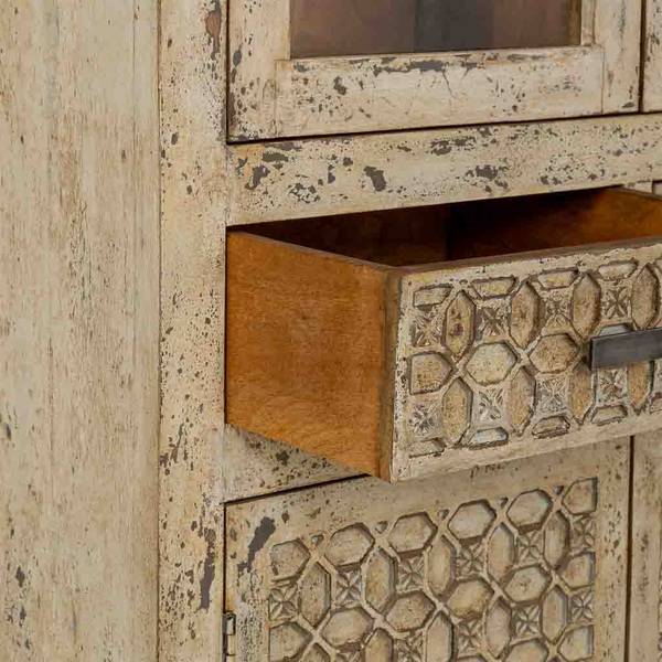 Vitrine Marfil Grau - Massivholz - 85 x 180 x 40 cm