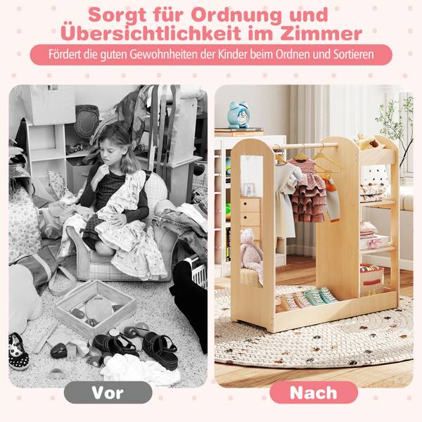 Kleidergarderobe für Kinder 30651748 Beige - Massivholz - 94 x 100 x 38 cm