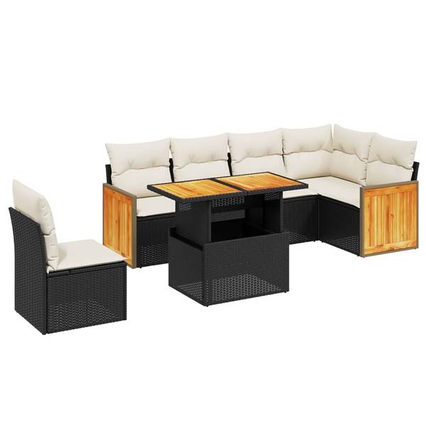 Garten-Lounge-Set 3037379 (7-teilig) Schwarz - Creme