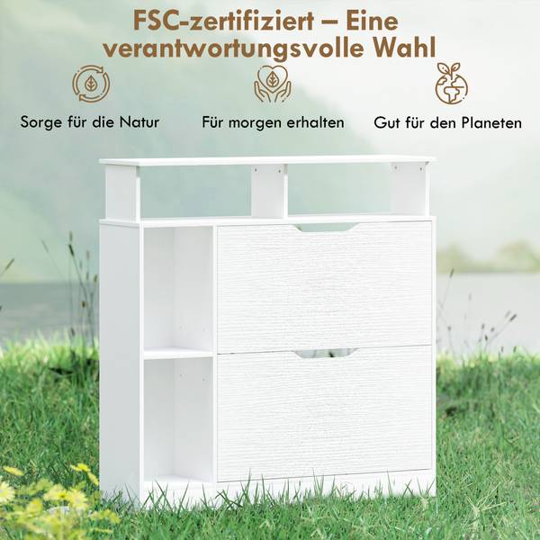 Schuhschrank 837-743V90WT Weiß - Holzwerkstoff - 25 x 92 x 89 cm