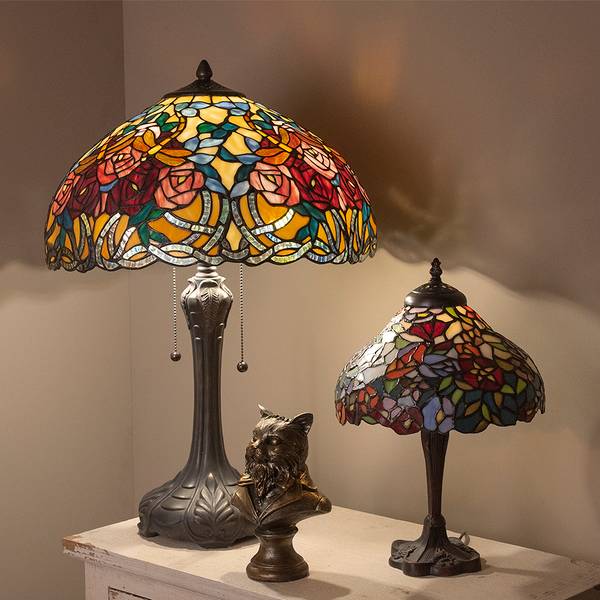 Tiffany Tischlampe Riley Rot - Glas - 46 x 64 x 46 cm