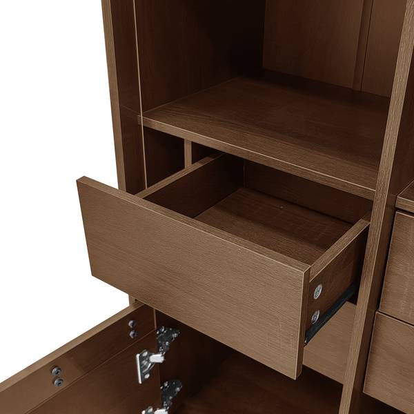 Hoher Badezimmerschrank CB04 Braun - Holzwerkstoff - 35 x 165 x 76 cm