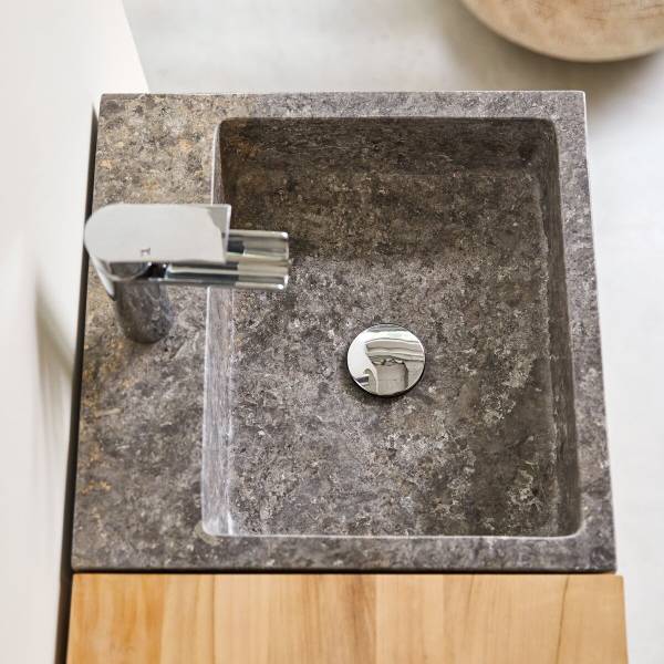 Badezimmermöbel Line Beige - Teakholz - 83 x 66 x 41 cm