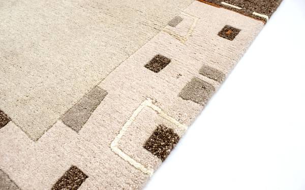 Handgeknüpft Wollteppich Beige - Wolle - 125 x 2 x 180 cm