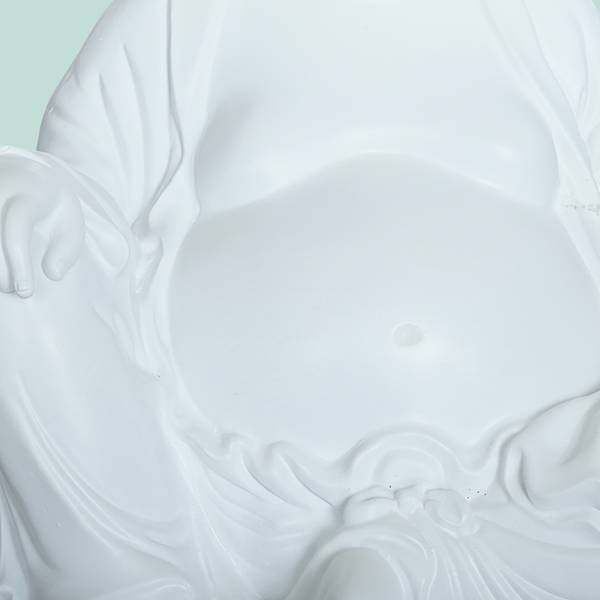 Buddha Figur lachend 45 cm Weiß - Polyresin - 43 x 45 x 43 cm