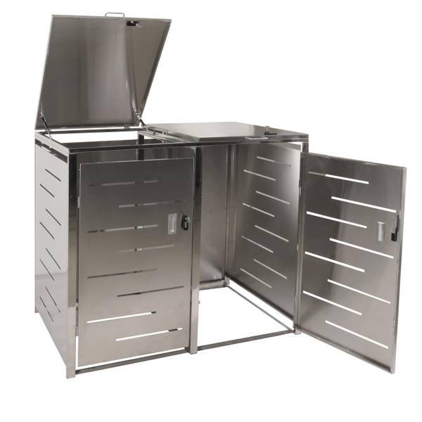 Afvalbakafdekking voor 2 bakken E83 zilver - staal - 131 x 116 x 80 cm