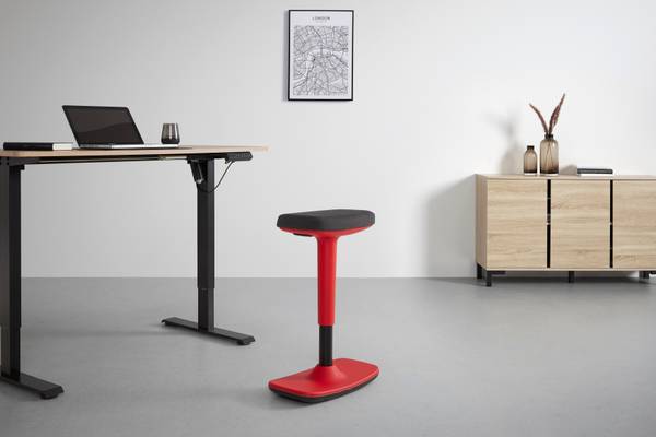 Bürohocker LEON Schwarz - Rot - Metall - Kunststoff - Textil - 44 x 78 x 24 cm
