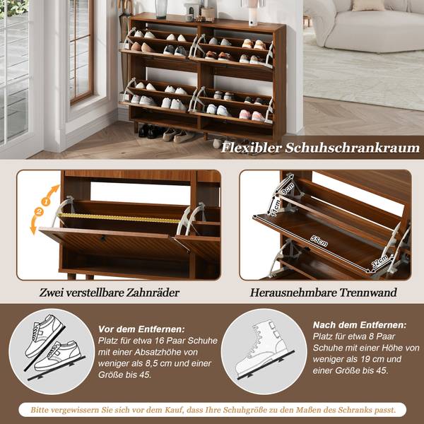 Schuhschrank Astraios Ⅰ Braun - Holzwerkstoff - 24 x 90 x 120 cm