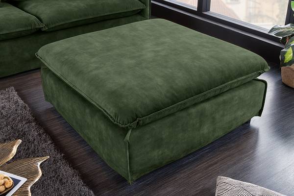 Hocker HEAVEN Grün - Polyester - Webstoff - Samt - Pappel - 100 x 42 x 100 cm