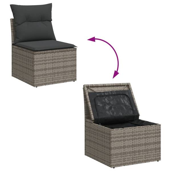 Loungeset 3035665-1 set van 10 donkergrijs - grijs