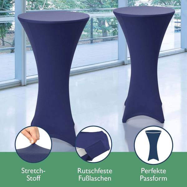 Stehtischhusse Stella 2tlg Blau - Spandex - 80 x 110 x 120 cm